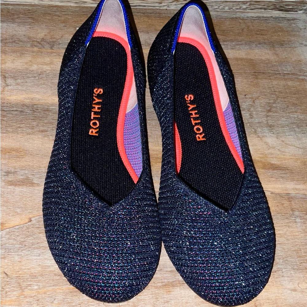 NIB ROTHY’S 7.5 METALLIC LATTICE STITCH FLATS